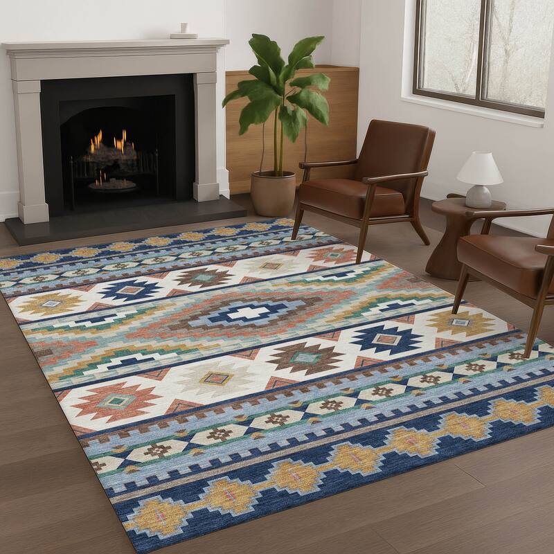 Machine Washable Indoor/ Outdoor Modern Ottawa Chantille Rug