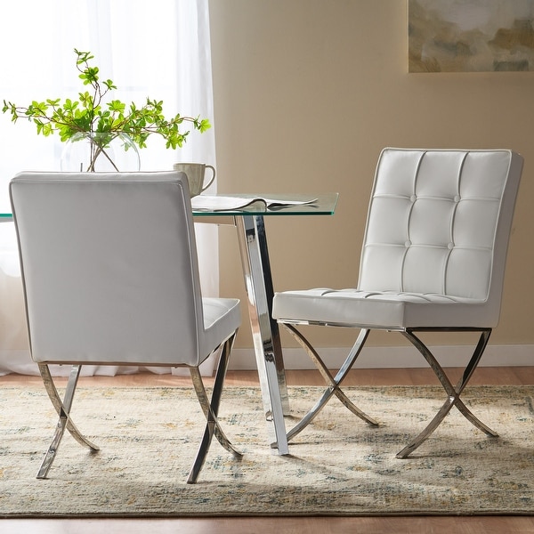 Milania Modern Button Tufted Bonded Leather Dining Chairs Set of