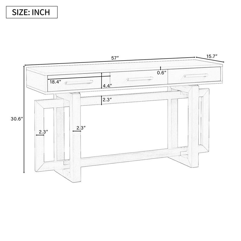 Elegant Console Table with Three Drawers,Extra Long Entryway Table