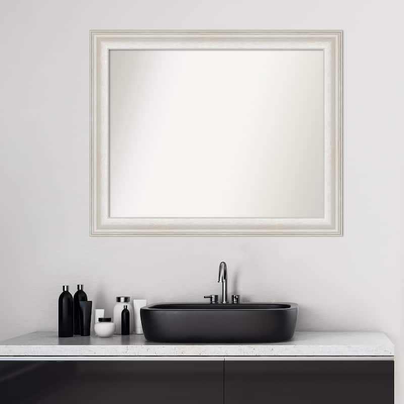 Non-Beveled Bathroom Wall Mirror - Trio White Wash Silver Frame