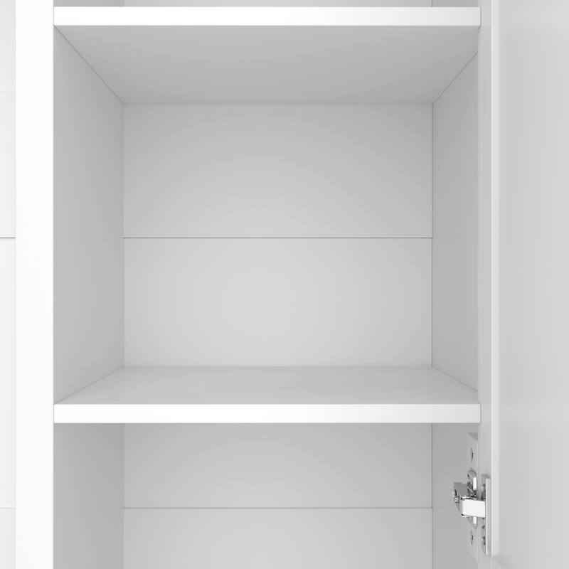 85 Inch Tall MDF Hall Tree with Bench, Entryway Storage Organizer with 4 Doors, 5 Drawers and Adjustable Shelves