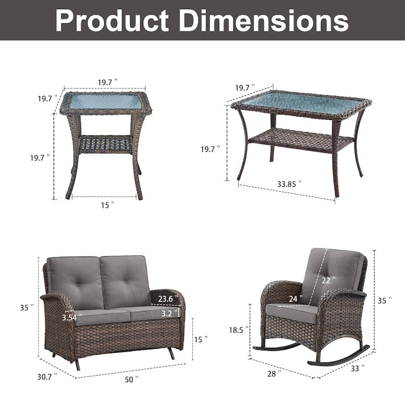 Gymojoy Outdoor Wicker Patio Furniture Loveseat Glider Set