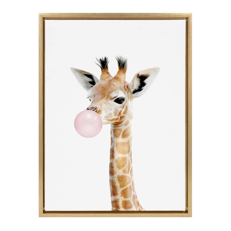 Kate and Laurel Sylvie Gum Giraffe Framed Canvas by Amy Peterson