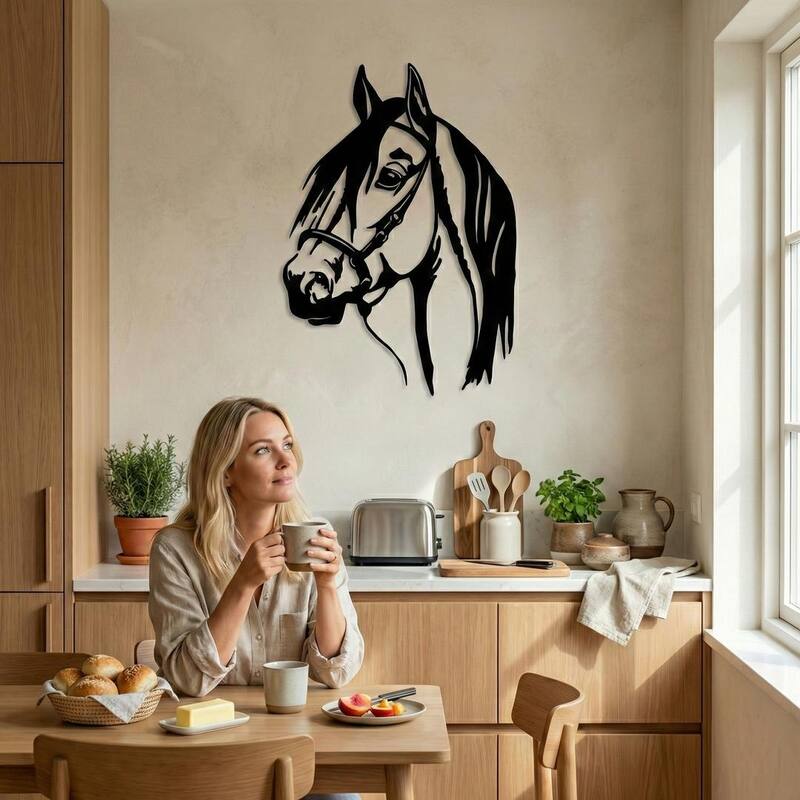 Horse Head Metal Wall Decor for Home and Outside - Wall-Mounted Geometric Wall Art Decor
