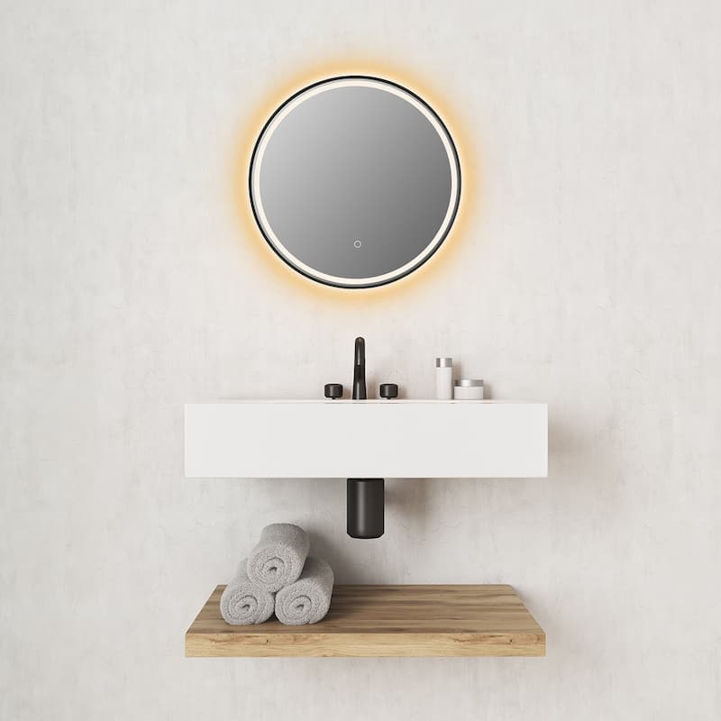 Altair Palme Round Framed Bathroom LED Lighted Wall Mirror