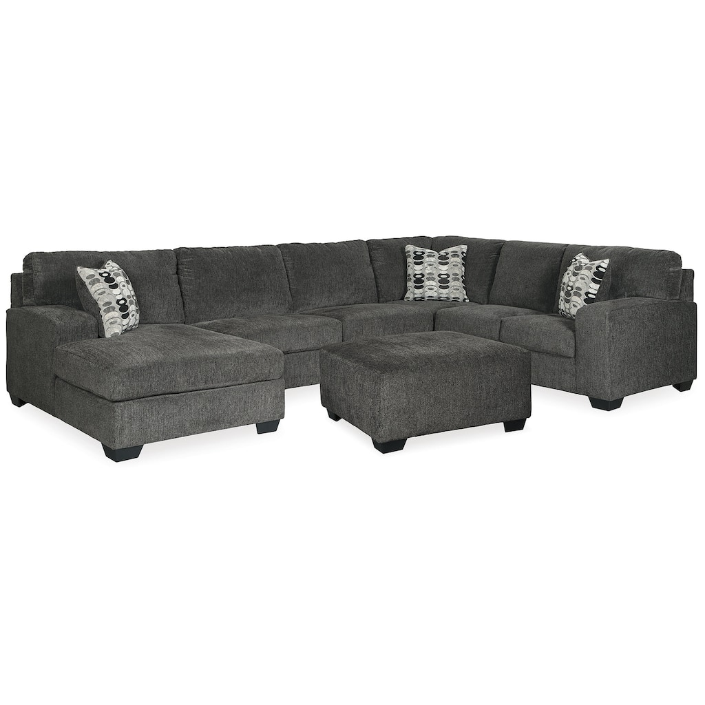 Signature Design by Ashley Ballinasloe Gray 3-Piece Sectional with Ottoman - 143" W x 92" D x 39" H