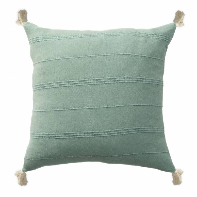 HomeRoots 18" X 18" Aqua And Green 100% Cotton Zippered Pillow