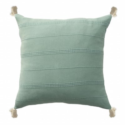 HomeRoots 18" X 18" Aqua And Green 100% Cotton Zippered Pillow