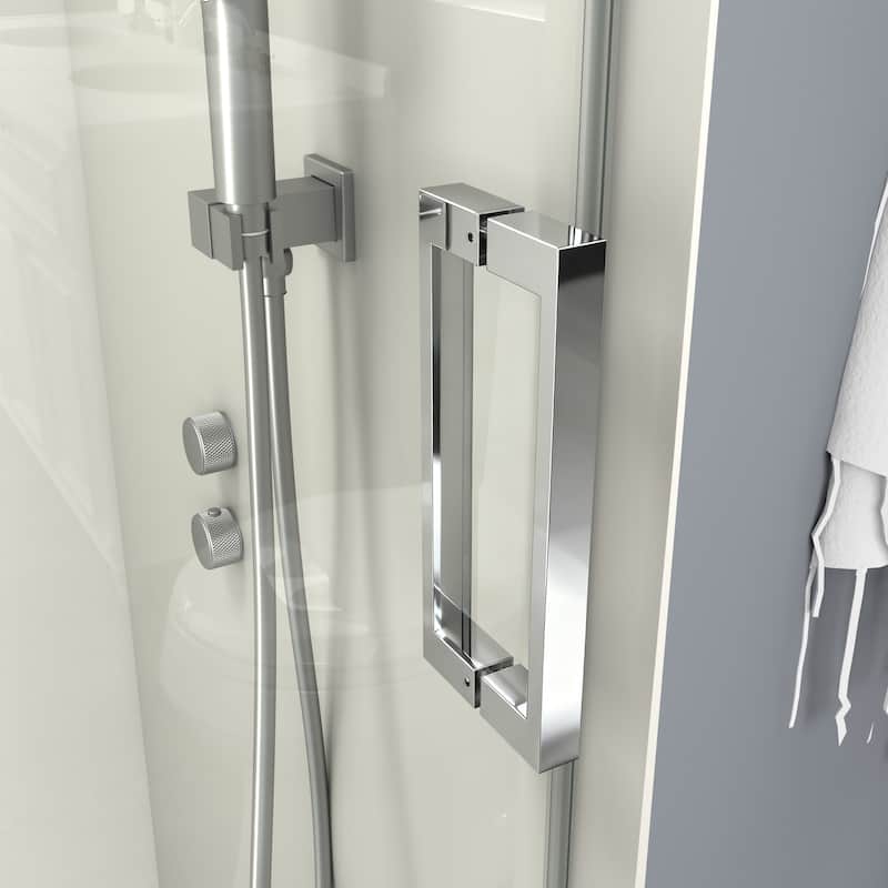 ABRUZZO 56-60" W x 76" H Frameless Soft-Closing Single Sliding Shower Door 1/4" (6mm) Explosion-Proof Tempered Glass
