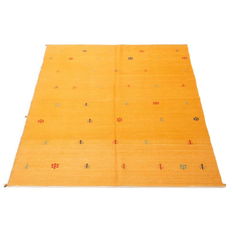 ECARPETGALLERY Flat-Weave Kashkuli Light Orange Wool Tapestry Kilim - 5'9 x 7'6