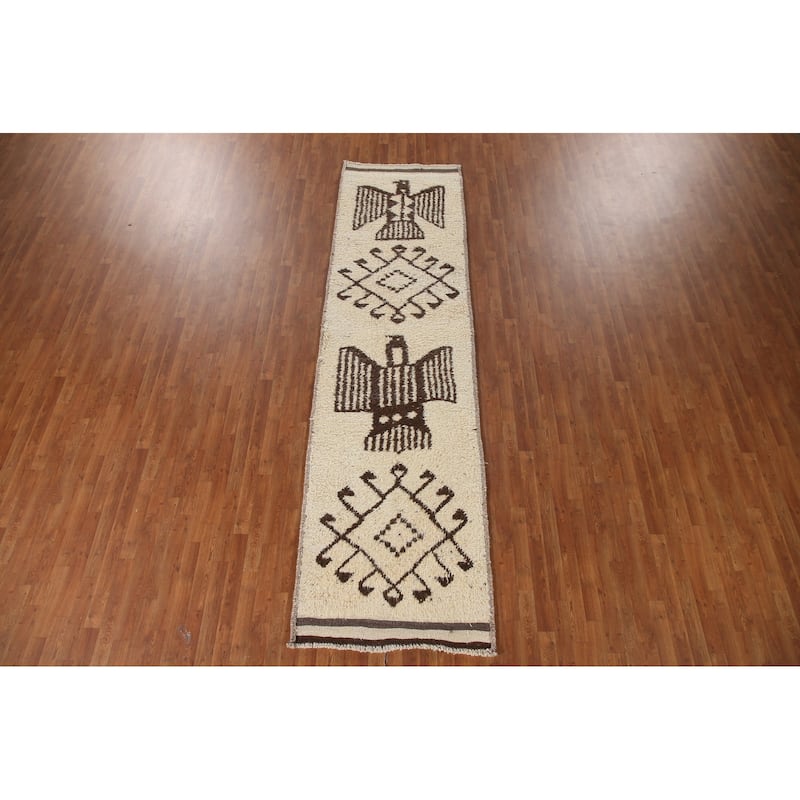 Natural Dye Anatolian Turkish Runner Rug Hand-knotted Wool Carpet - 3'4"x 12'3"