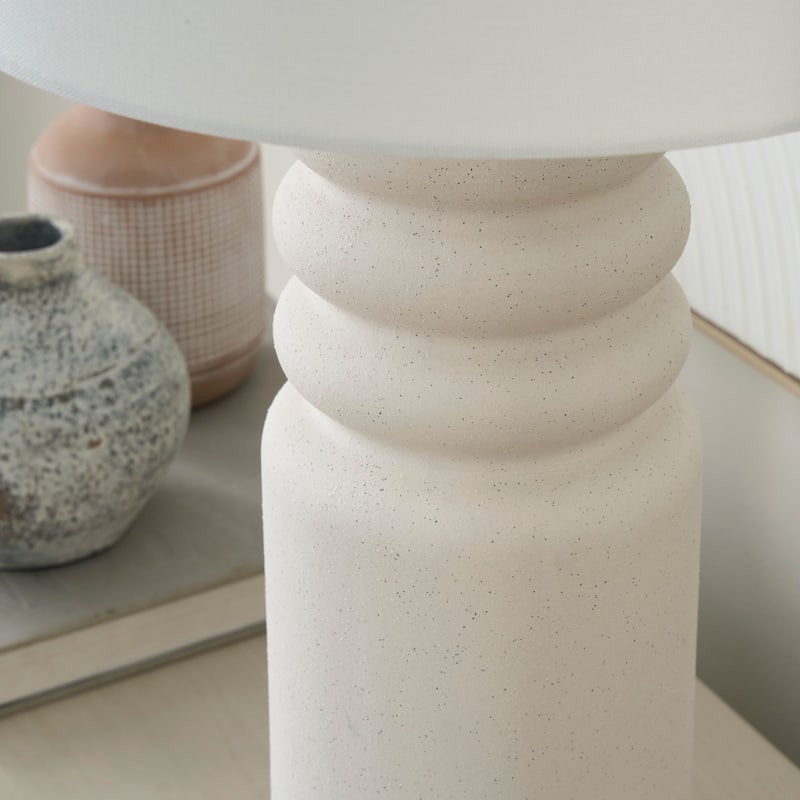 Nourison 28" White Textured Ceramic Ripple Table Lamp