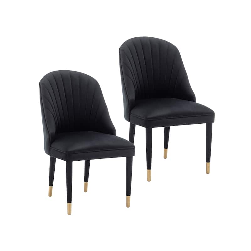 Porthos Home Wren Velvet Dining Chairs with Velvet Covered Rubberwood Legs, Set of 2