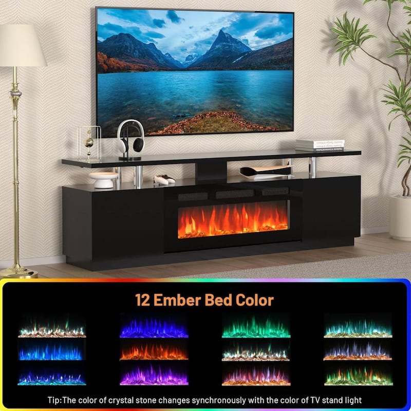 70'' Electric Fireplace Heater TV Stand with 36'' Firplace Entertainment Center - N/A