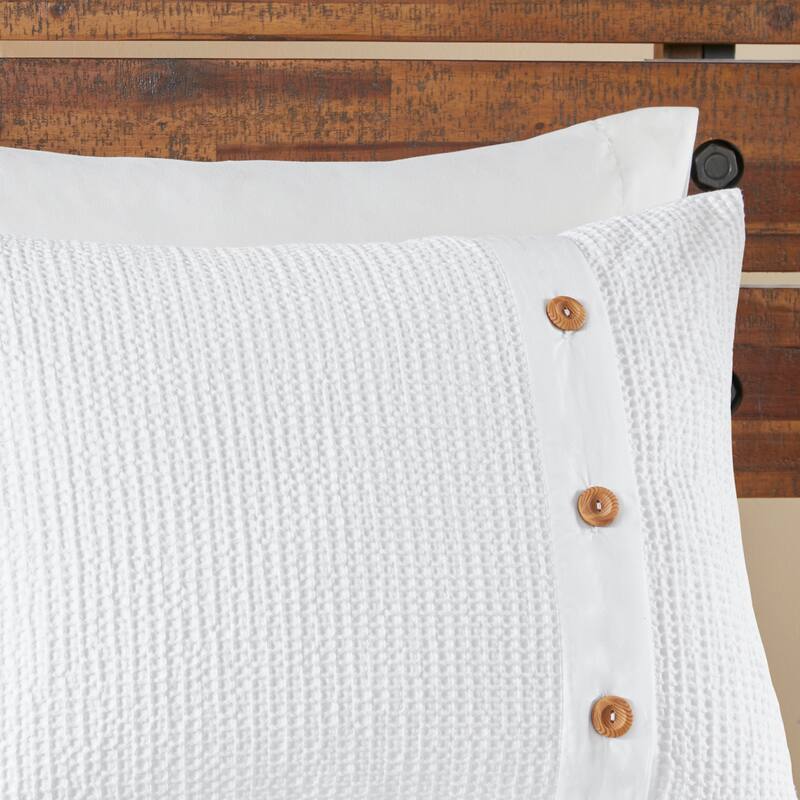 Madison Park Rianon White Cotton Waffle Weave Duvet Cover Set
