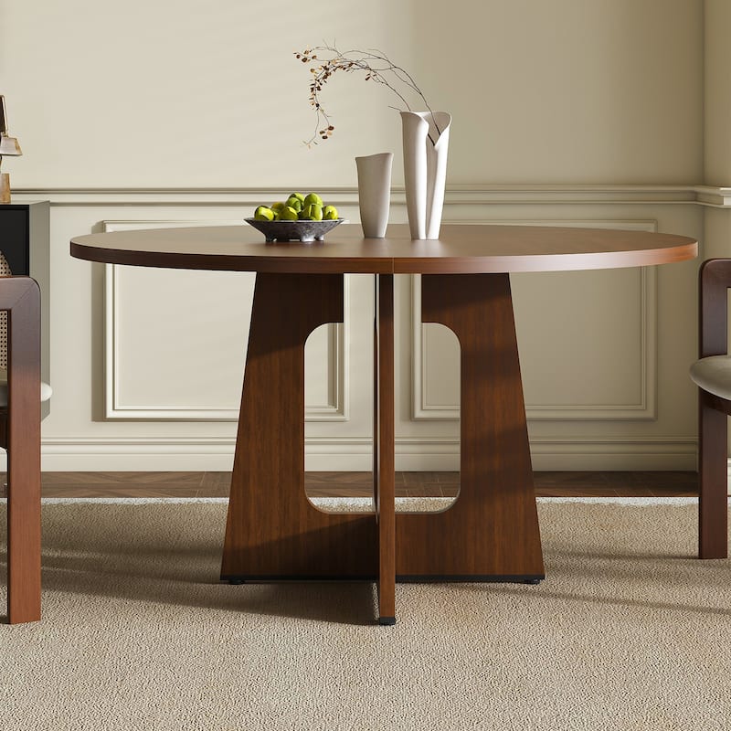 Round Dining Table for 4 - 47 Inch Farmhouse Kitchen Table,MDF Circle Table with Wood Grain Finish,Easy Assembly for Dining Room