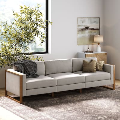 Madison Modern 3-Seater Sofa, Upholstered Modular Sofa or Couch for Living Room with Solid Wood Legs