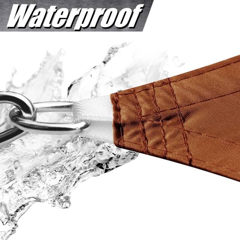 ColourTreeUSA Waterproof Triangle Sun Shade Sail w/Hardware Installation Kit + Cable Ropes UV Block 220 GSM