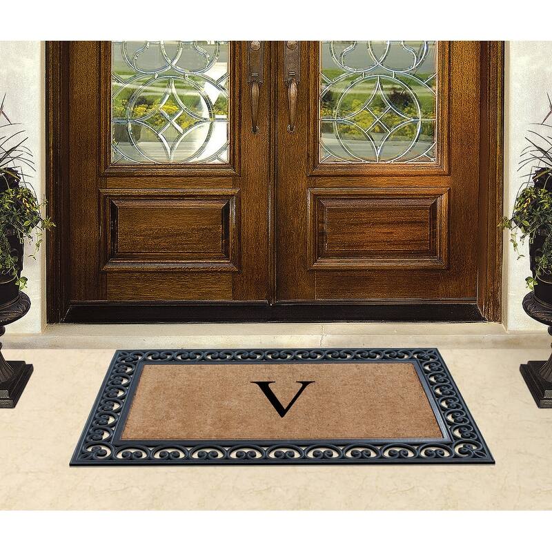 A1HC Natural Rubber and Coir Monogrammed Front Porch Entry Doormat 30"X48"