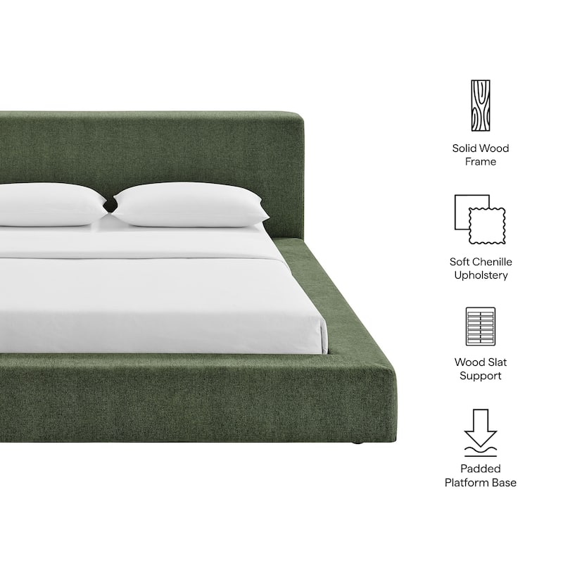 Luma Chenille Upholstered Platform Bed Frame