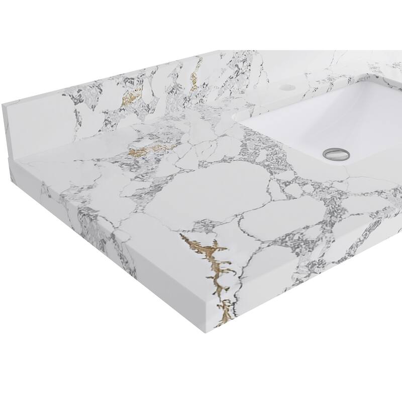 Willow Collections 36 in. W x 22 in. D Reeded Aberdeen Center Right Offset Sink Bathroom Vanity with Countertop