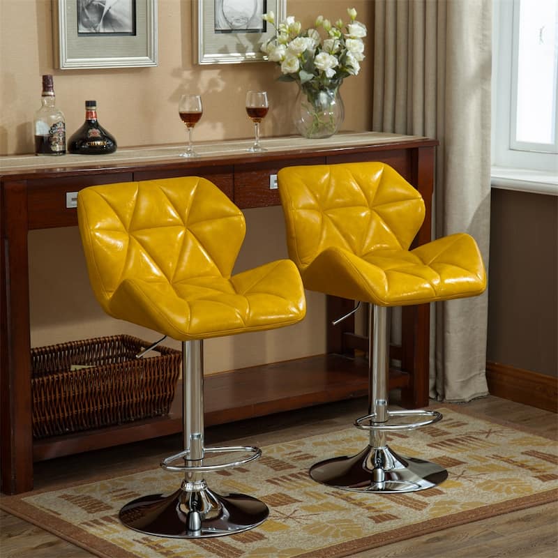 Contemporary Tufted Adjustable Height Hidraulic Bar Stools,Set of 2