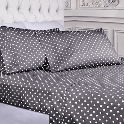 Superior Thread Count 600TC Cotton Blend Polka Dot Bed Sheet Set