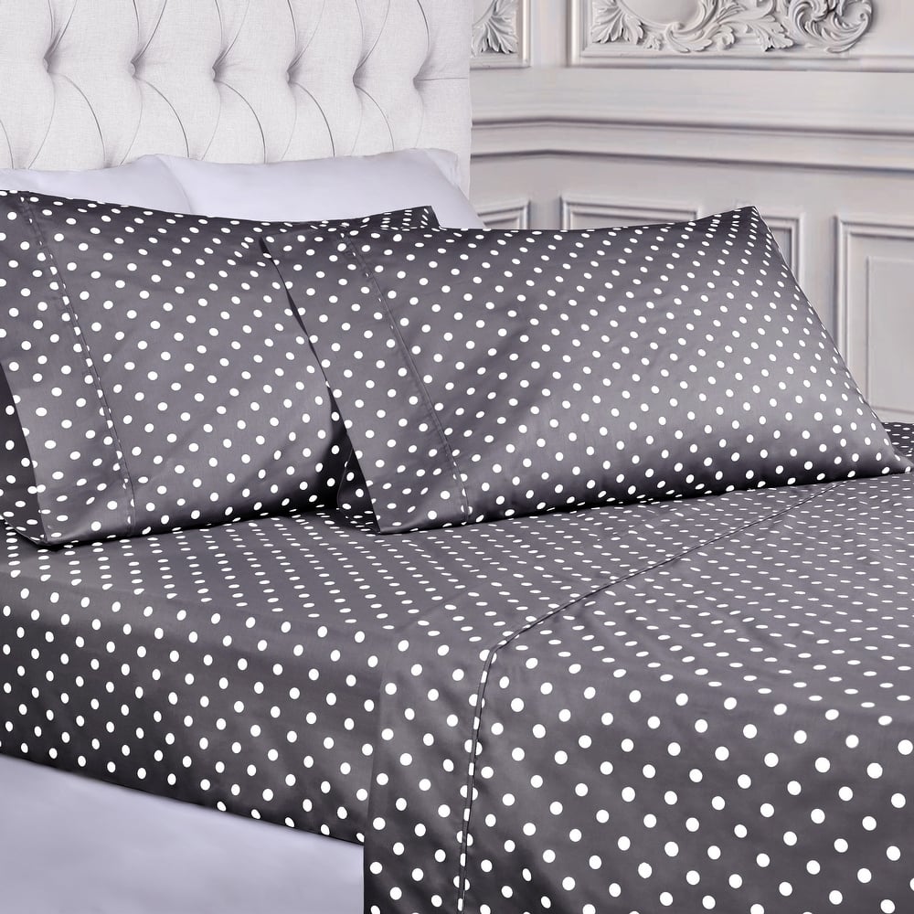 Superior Thread Count 600TC Cotton Blend Polka Dot Bed Sheet Set