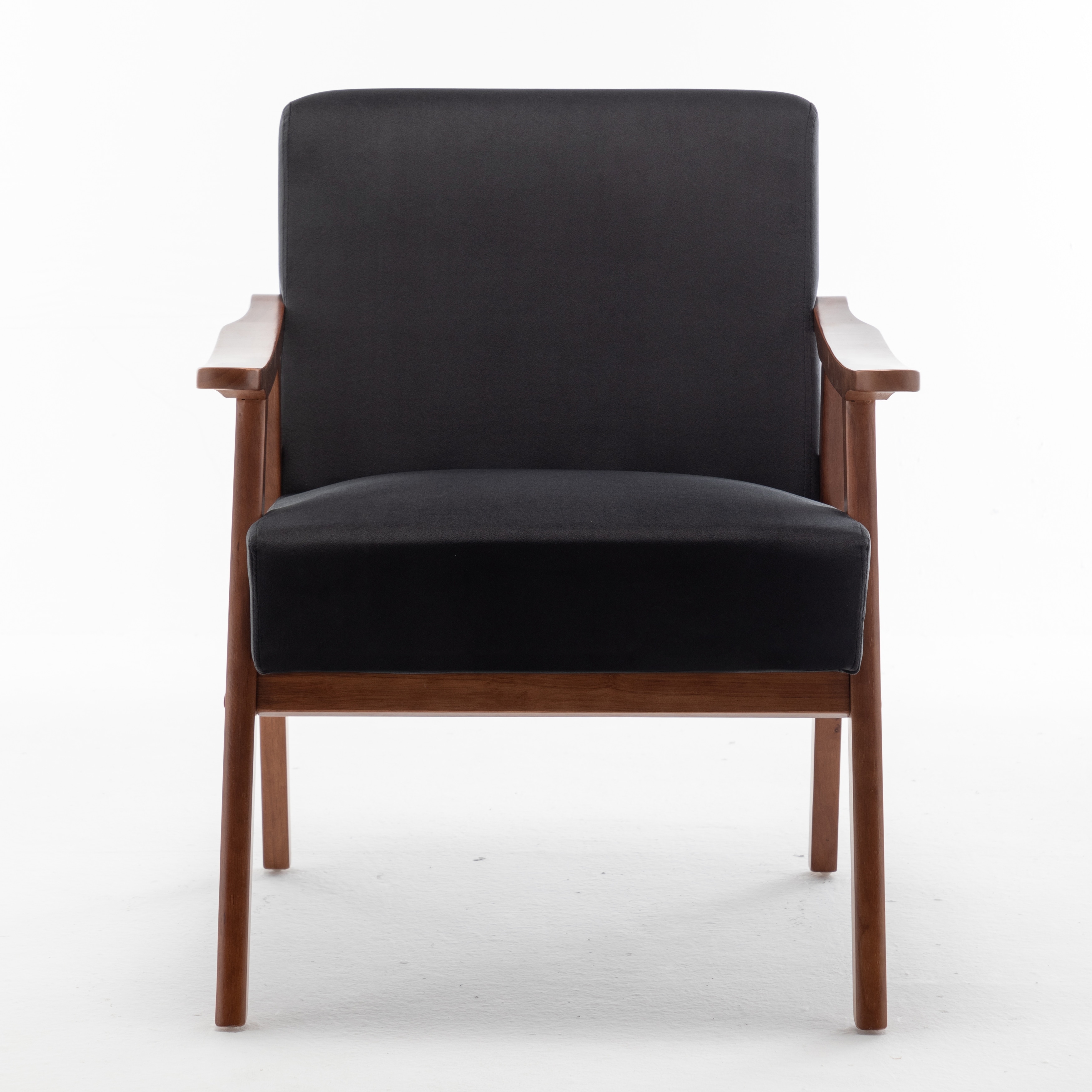 Black Vintage Wingback Chair Reading Chair Decorative Chair, Side Chair Office Chair Desk Chair with Wooden Frame