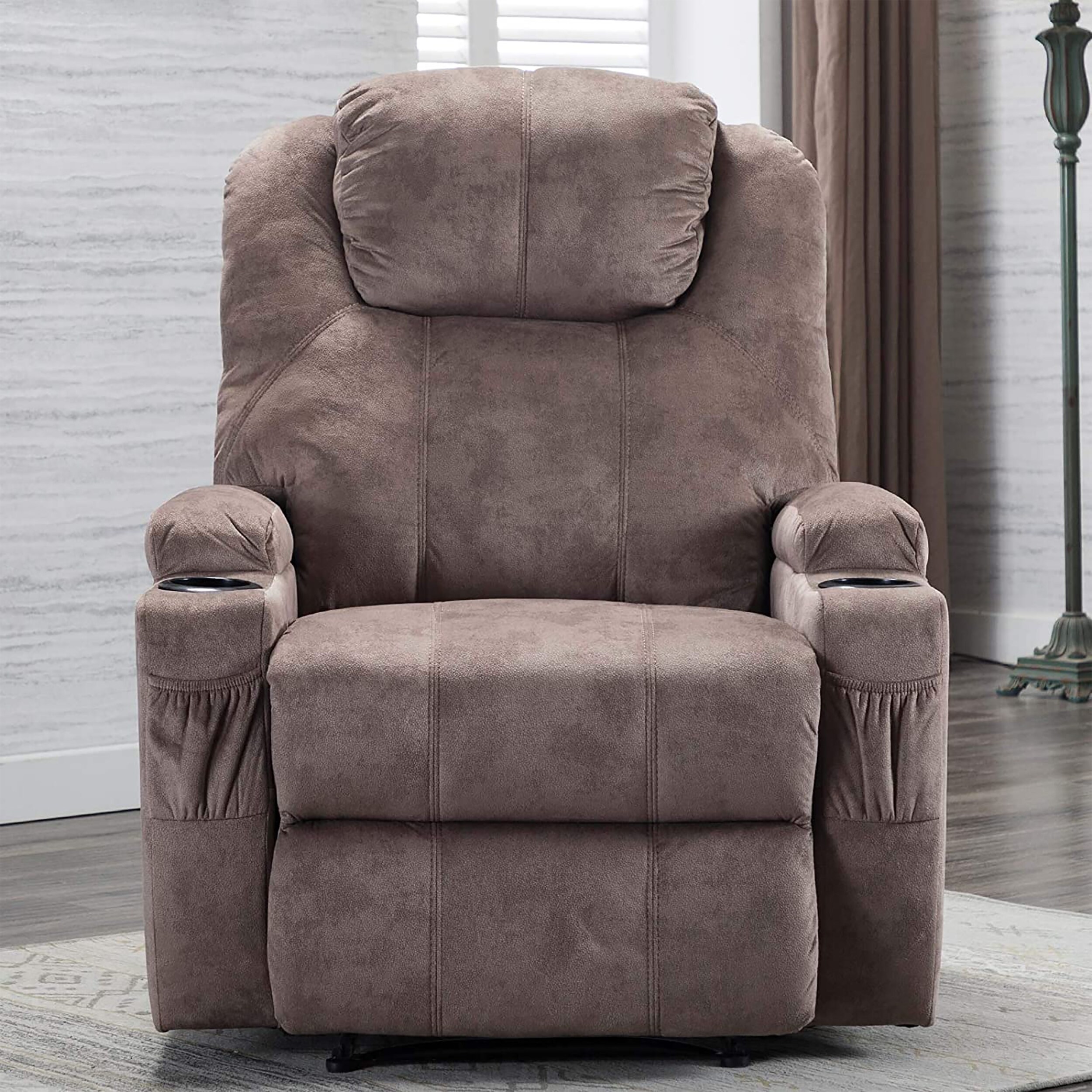 Shop Recliner Chair With 2 Cup Holders Manual Ergonomic Recliner For Living Room Chair Home Theater Camel On Sale Overstock 31288159