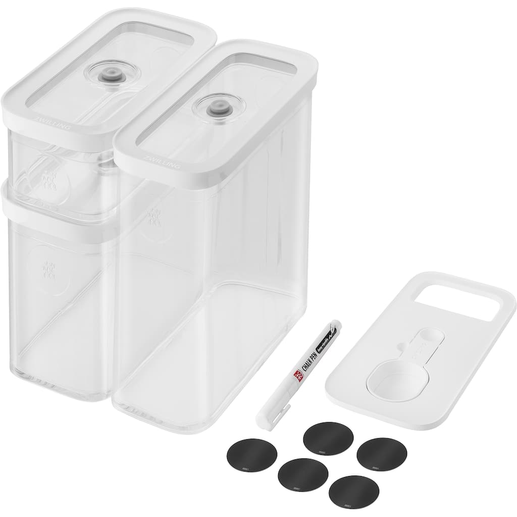 ZWILLING Fresh & Save Cube Box Set, 5-pc, Plastic, Airtight Dry Food Storage Container, Medium Cube Set - Clear - 3-pc