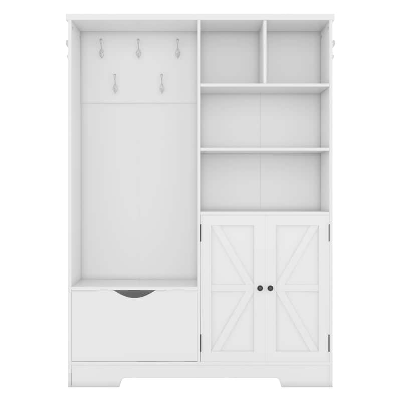 Multi-functional Hall Tree with Bench and Shoe Storage,Entryway Hall Tree with Coat Rack