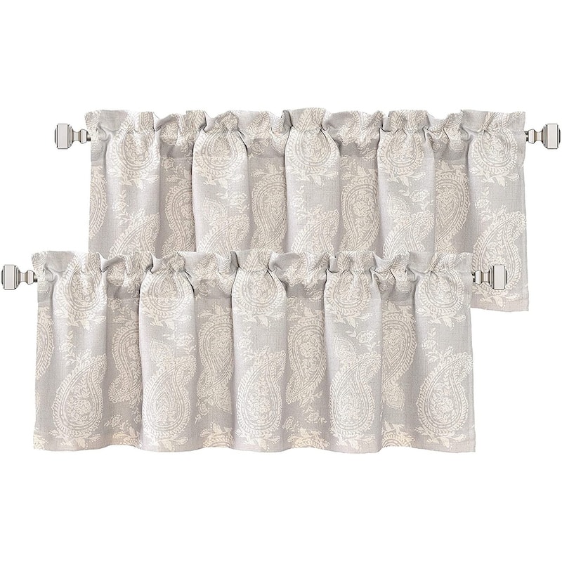 DriftAway Cathy Paisley Block Print Linen Textured Window Curtain Valance