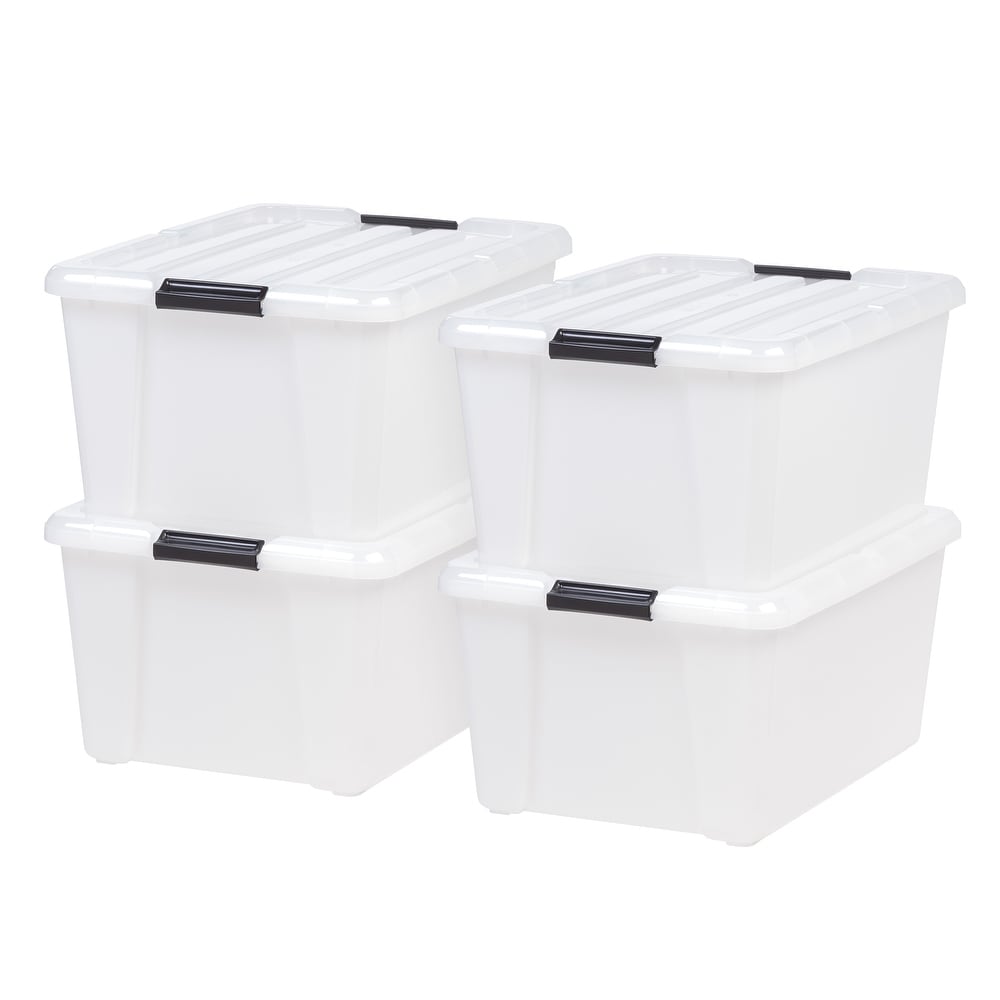IRIS USA 40 Quart Stack & Pull Clear storage Box, Gray, 5 Pack