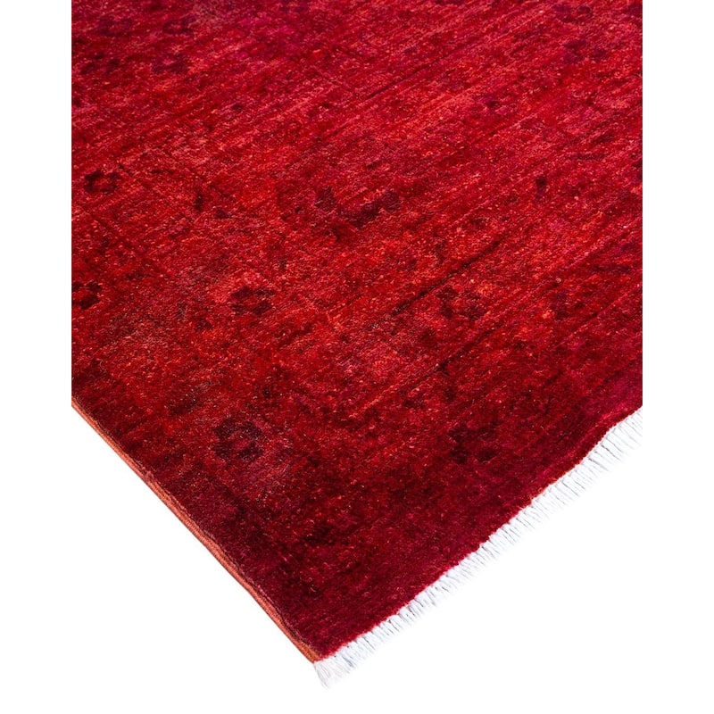 Overton Hand Knotted Wool Vintage Inspired Modern Contemporary Overdyed Pink Area Rug - 12' 2" x 14' 10"