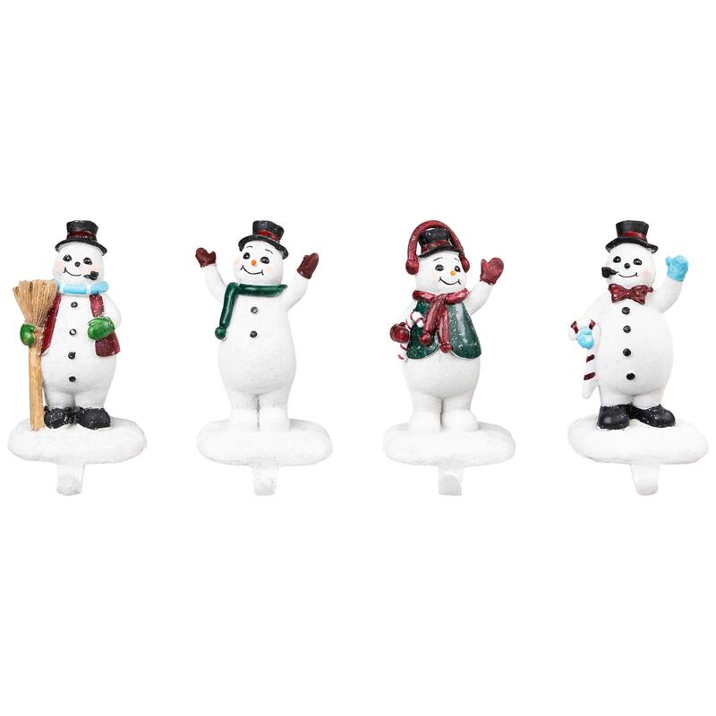 Winter Ready Glitter Snowman Christmas Stocking Holders - 7" - Set of 4