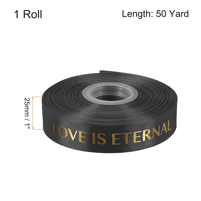 1" 50 Yard Valentine Printed Ribbon Wedding Favor Grosgrain Ribbons - Black - 1"