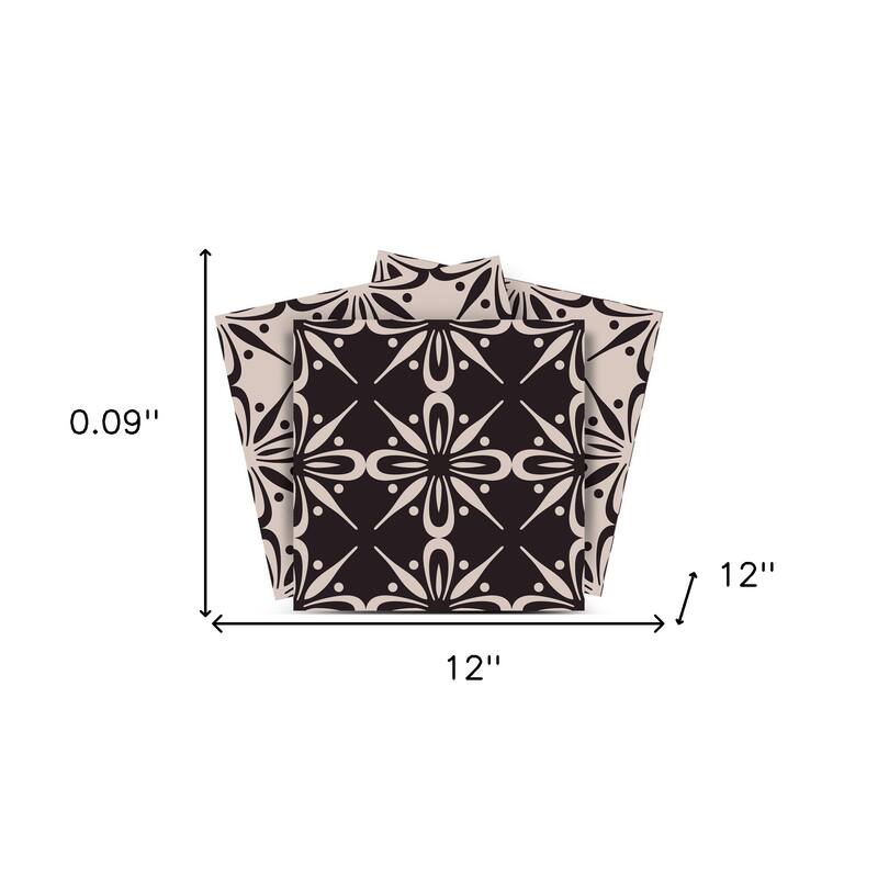 12" X 12" Gray and Black The Clover Peel and Stick Removable Tiles