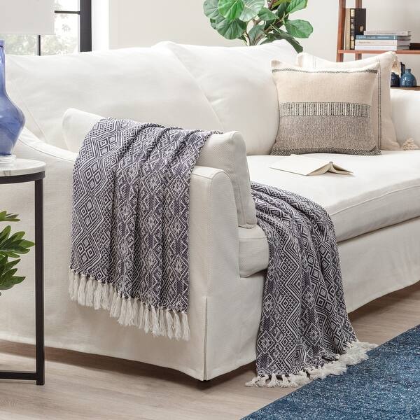 slide 2 of 12, Chanasya Multi Diamond Cotton Throw Blanket with Tassels