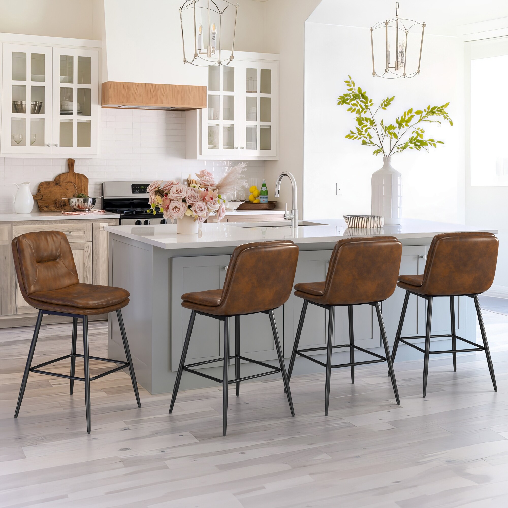 Leather stools store for kitchen island