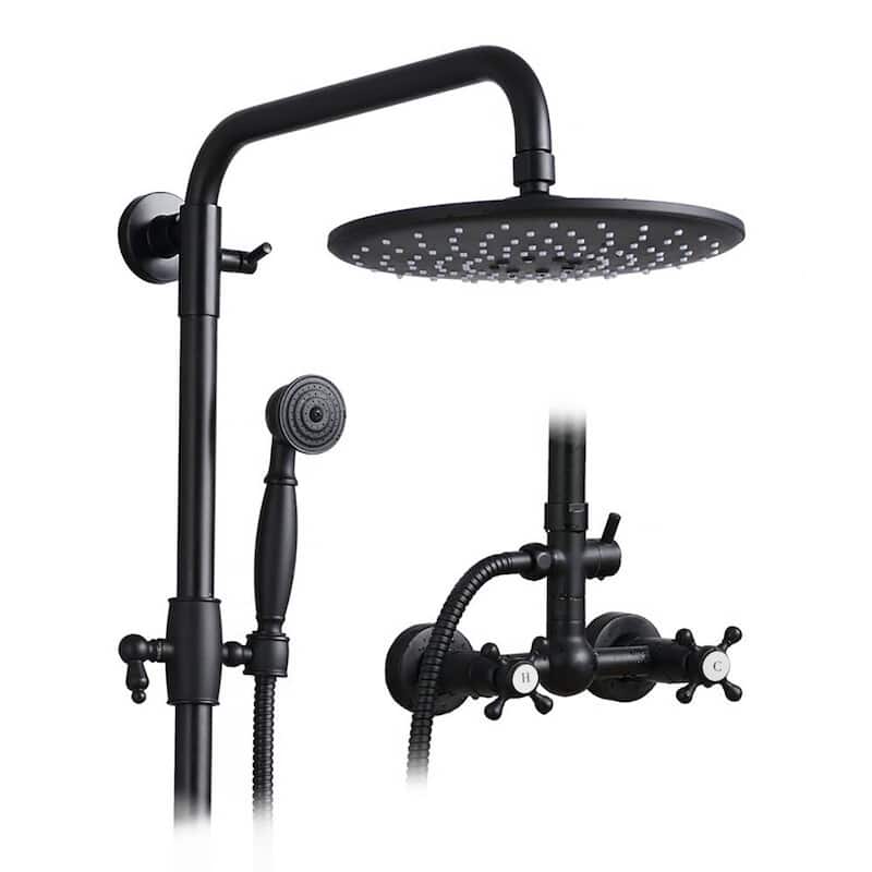 YASINU Matte Black Shower System with 8 Inch Rainfall Shower Head  - Matte Black
