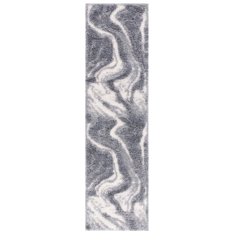 SAFAVIEH Hi-Lo Shag Trena Modern 1.6-inch Thick Rug - 2'2" x 8' Runner - Grey/Light Grey