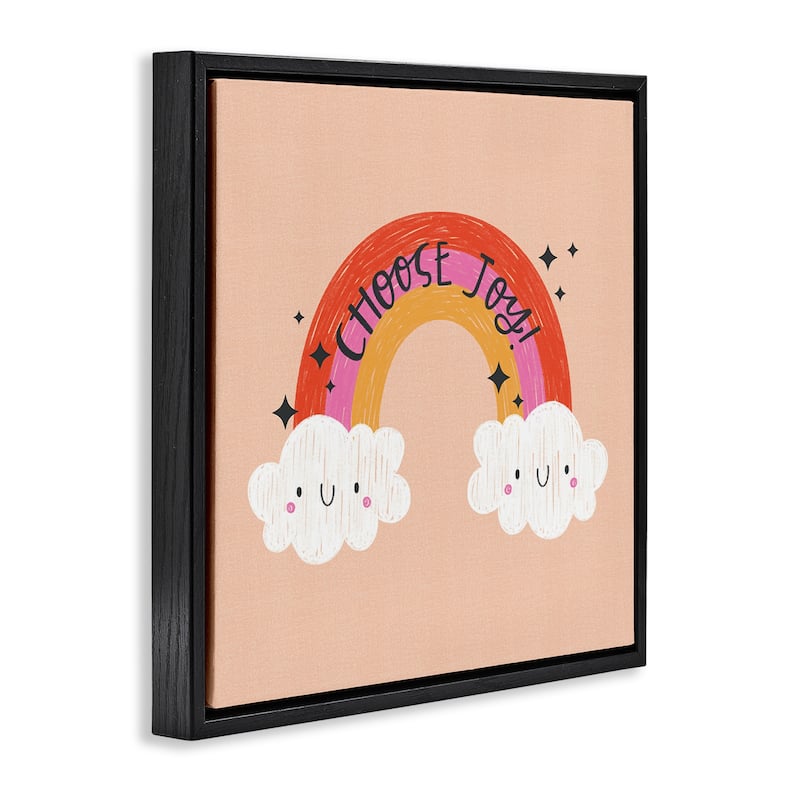Stupell Choose Joy Happy Rainbow Framed Floater Canvas Wall Art Design By Sarah Hickman
