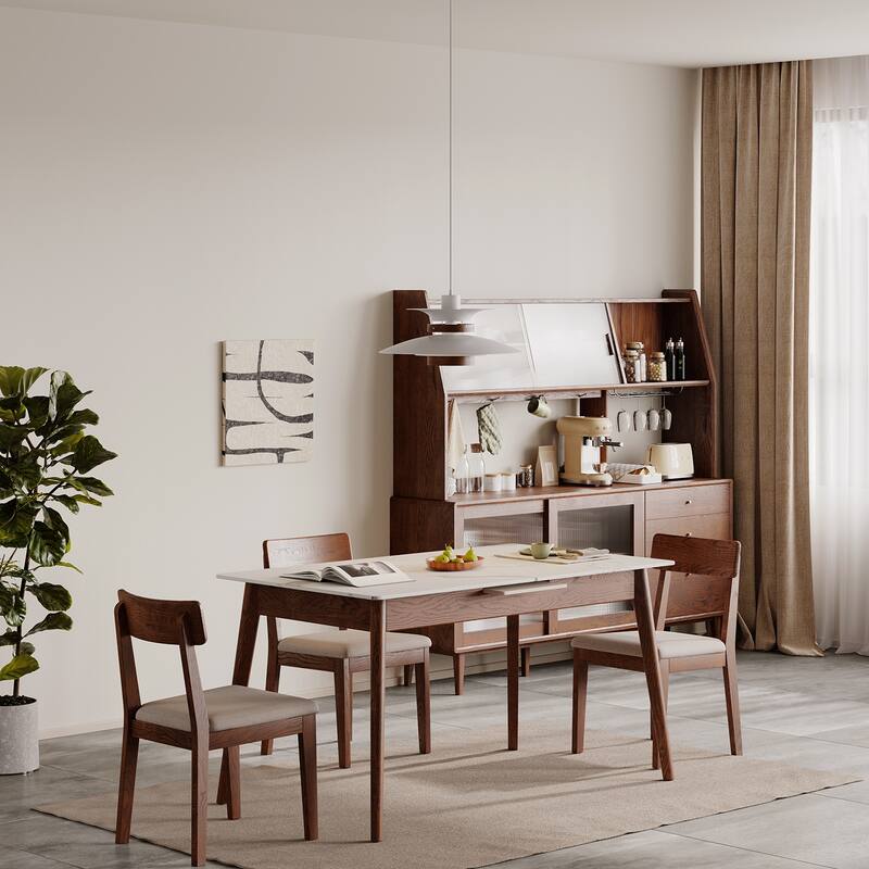 Christopher Knight Home - Harper Solid Oak wood Extendable Dining Table for 6-8 People, Space-Saving Design(Only table)