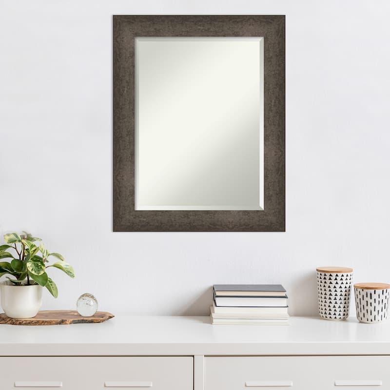 Dappled Beveled Wood Framed Wall Mirror