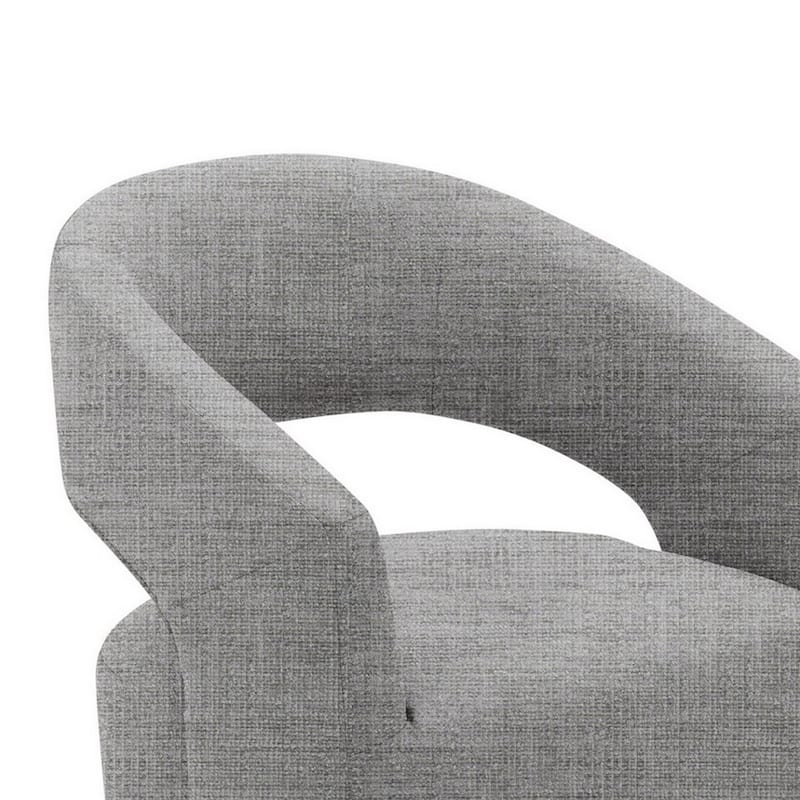 26 Inch Accent Chair, Cushioned, Curved Open Back, Gray Fabric Upholstery