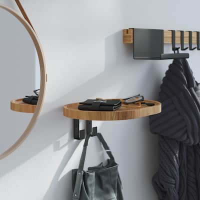 Solid Oak Wood Coat Rack with 2 Hooks