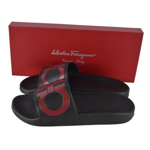 Salvatore Ferragamo Men S Groove Gancini Logo Slides Sandals Shoes Overstock 8