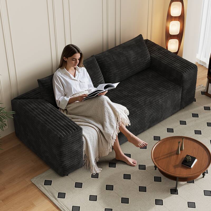 78.8" Corduroy Loveseat Sofa - Deep Seat, No Assembly Required, for Living Room, Bedroom, Apartment