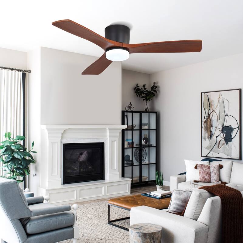 48In 3Blade Dc Motor Indoor Ceiling Fan With Light Kit And Remote - Black/Walnut - 48"